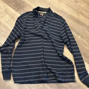 G.H. Bass & Co. Navy Striped‎ 3/4 zip Sweater